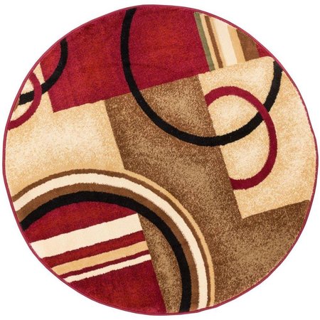 RICKIS RUGS Arcs & Shapes Modern Round Rug, Red - 3 ft. 11 in. RI1639923